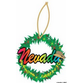 Nevada w/ Cowboy Hat Wreath Ornament w/ Clear Mirror Back (12 Sq. Inch)